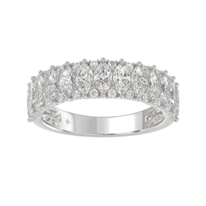 14K WHITE GOLD 1 1/2CT ROUND/MARQUISE DIAMOND LADIES BAND - Image 1