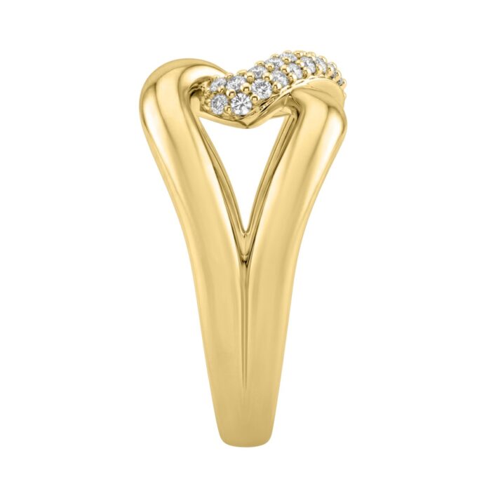 1/2Ct Round Diamond Ring In 14K Yellow Gold Women Interlocked Link Fashion Ring (Color F-G -Clarity Vs1/Vs2) - Image 3