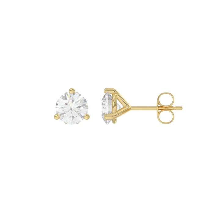 14K Yellow Gold 1 1/2Ct Round Diamond Solitaire Earrings For Women Classic Diamond Stud Earrings - Image 2