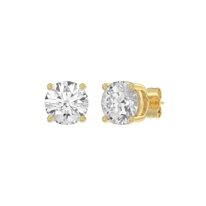 14K Yellow Gold 4.00 Ct Lab Grown Round Diamond Stud Earrings Brilliant Cut Diamond Earrings For Women - Image 2