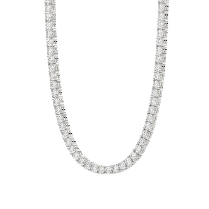 14K WHITE GOLD 4 3/4CT 18" ROUND DIAMOND LADIES TENNIS NECKLACE - Image 3