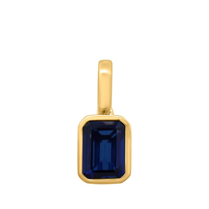 10K YELLOW GOLD 2 1/2CT BLUE SAPPHIRE EMERALD DIAMOND MEN'S CHARM PENDANT - Image 1
