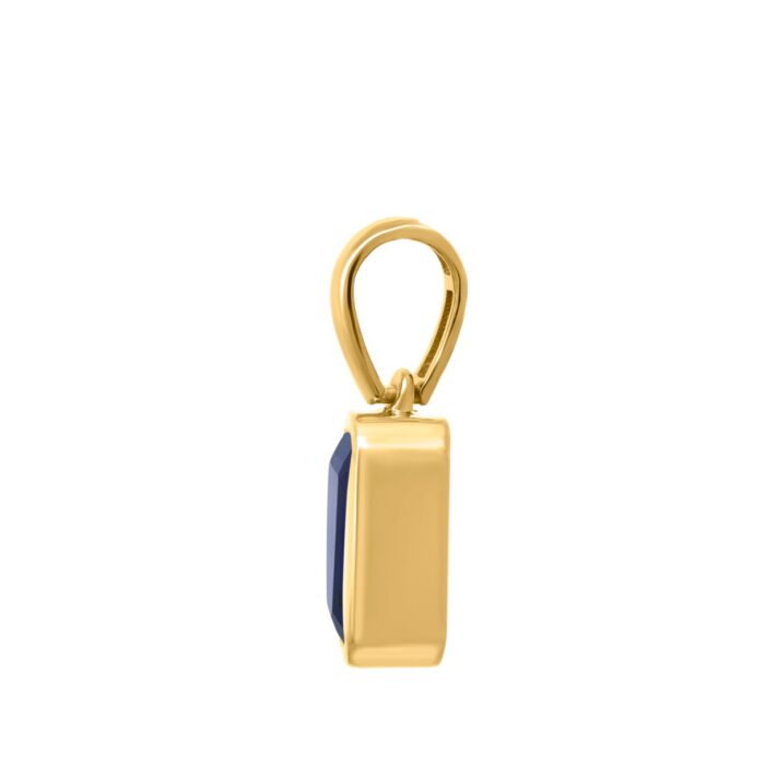 10K YELLOW GOLD 2 1/2CT BLUE SAPPHIRE EMERALD DIAMOND MEN'S CHARM PENDANT - Image 2