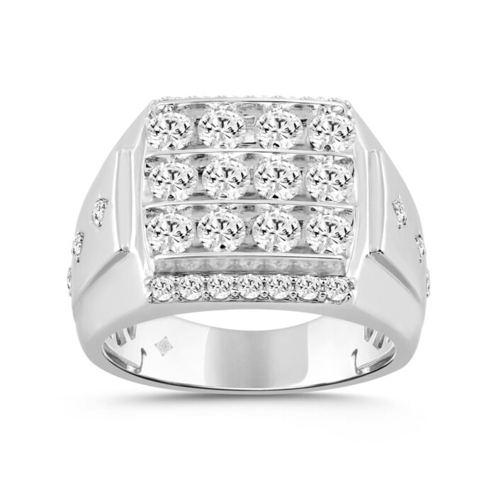 10K WHITE GOLD 2.00CT ROUND DIAMOND MEN'S RING - Image 1