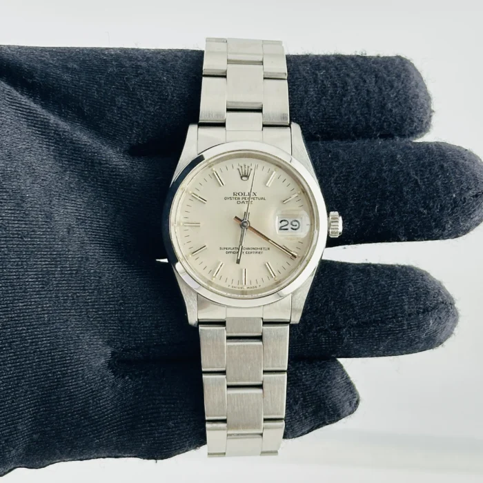 Rolex Oyster Perpetual Date Silver Stick Dial on Oyster Bracelet Ref. 15000 - Image 3