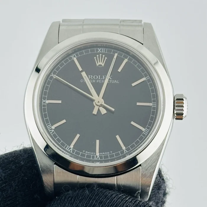 Rolex Oyster Perpetual Black Dial on Oyster Bracelet Ref. 77080 with Papers - Image 2