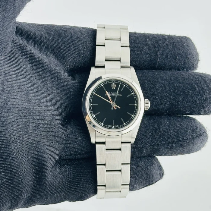 Rolex Oyster Perpetual Black Dial on Oyster Bracelet Ref. 77080 with Papers - Image 3
