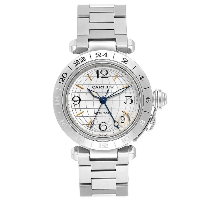 Cartier Pasha GMT Silver / Arabic Numerals Dial on Stainless Steel Bracelet Ref. 2377/W31029M7 - Image 1