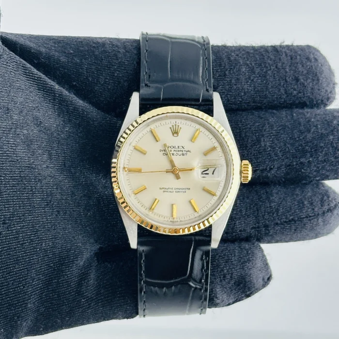 Rolex Datejust Ivory / Gold Stick Dial on Generic Leather Band Ref. 1601 - Image 2
