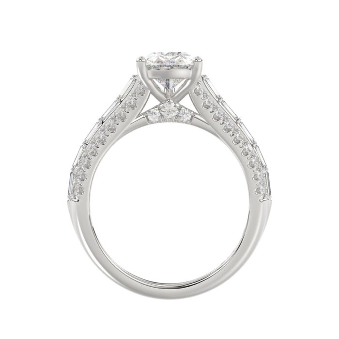 21K PLATINUM LADIES RING 2 3/4CT ROUND/PEAR/BAGUETTE DIAMOND (CENTER STONE PEAR DIAMOND 2CT) - Image 3