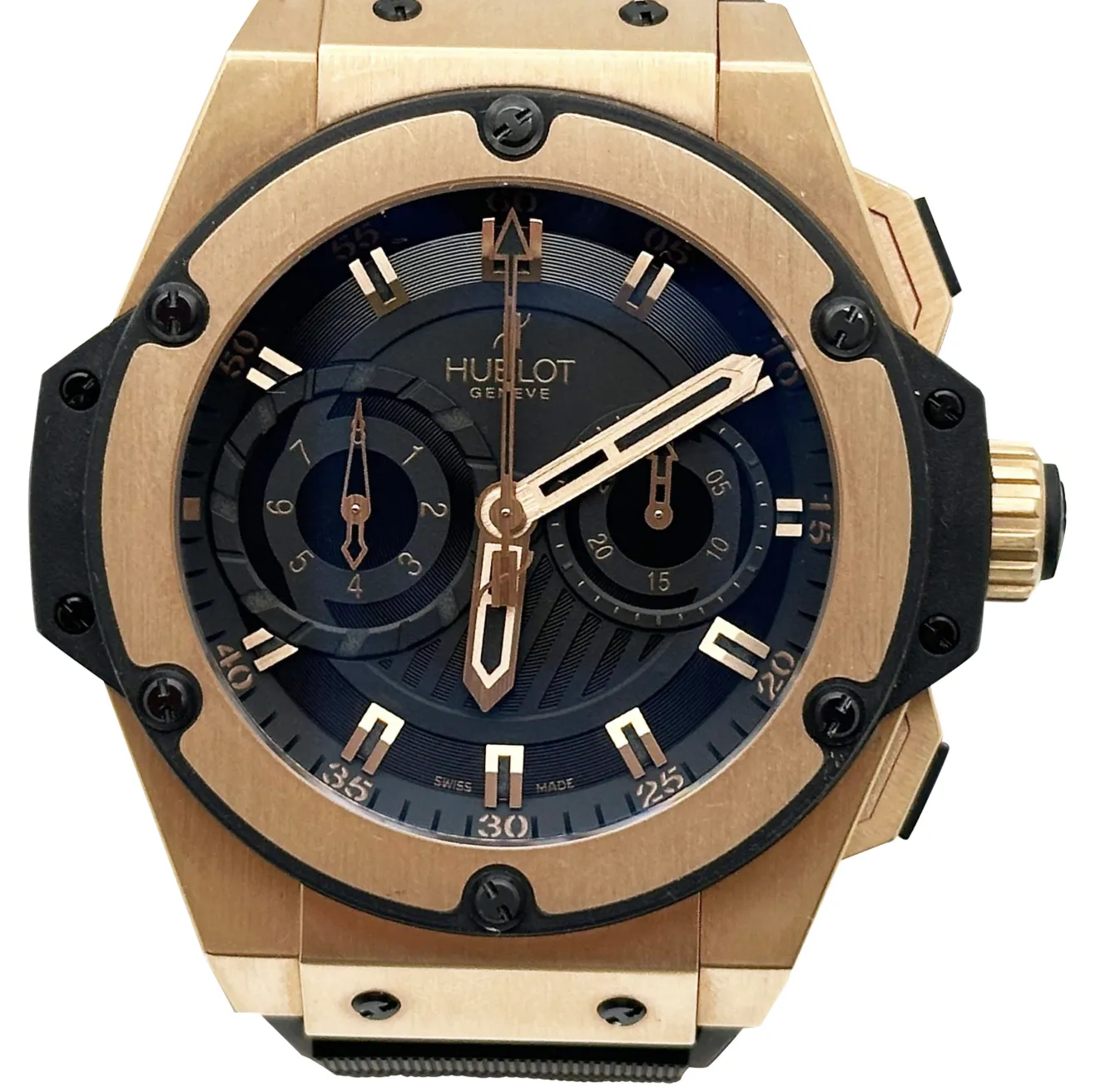 20919559_tf1uay8kuwfkcsihj53yb1tldgjx.webp Hublot King Power Foudroyante Black Dial on Rubber-rose gold folding clasp Ref. 715.PX.1128.RX 18K - Image 1