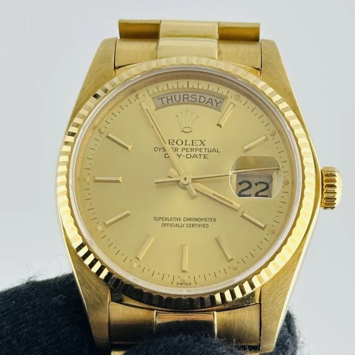 Rolex Daydate Champagne Stick Dial on President Bracelet / Old Buckle Ref. 18038 - Image 3