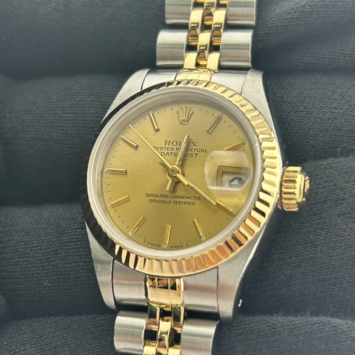 Rolex Datejust Lady Champagne Stick Dial on D-Link Jubilee Bracelet Ref. 69173 - Image 2