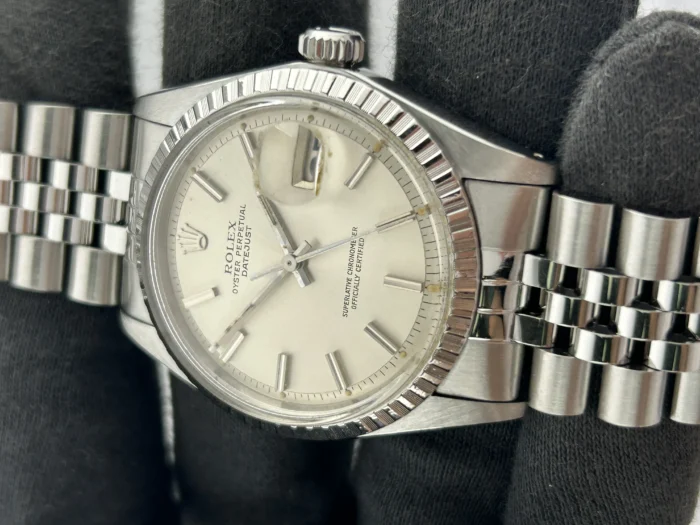 Rolex Datejust Silver Stick Dial on D-Link Jubilee Bracelet Ref. 1603 - Image 2