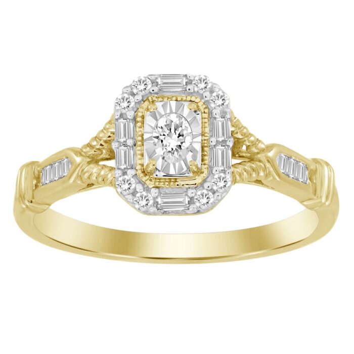 20924035_265042Y-32297.jpg LADIES RING 0.25CT ROUND/BAGUETTE/OVAL DIAMOND 10K YELLOW GOLD - Image 1