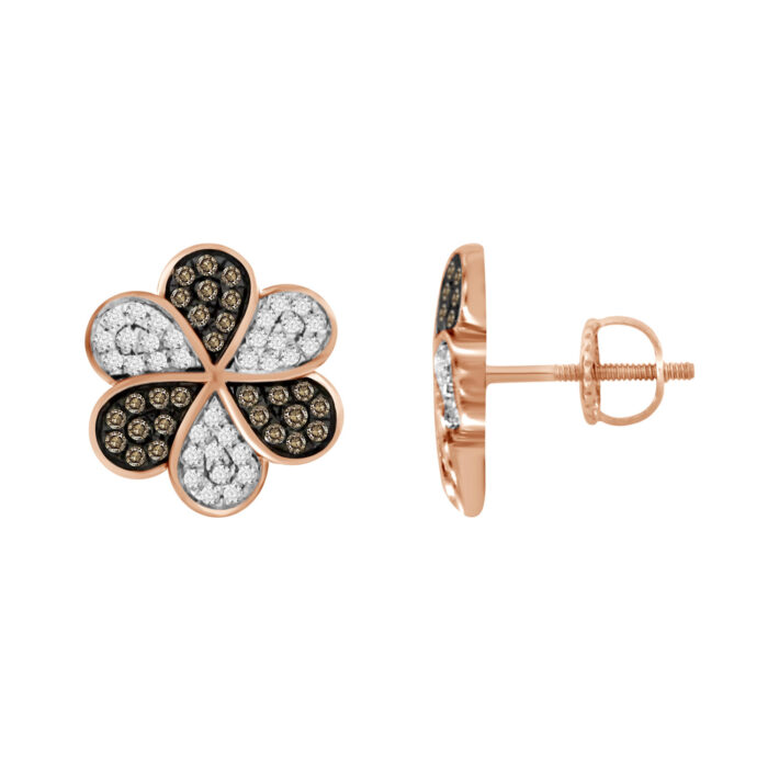 20924134_65678R-4939372.jpg LADIES EARRINGS 0.40CT DARK BROWN/ROUND DIAMOND 10K ROSE GOLD - Image 1