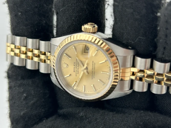 Rolex Datejust Lady Champagne Stick Dial on Jubilee D-Link Bracelet Ref. 69173 with Card - Image 3