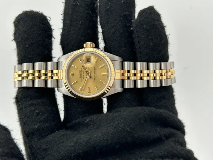 Rolex Datejust Lady Champagne Stick Dial on Jubilee D-Link Bracelet Ref. 69173 with Card - Image 2