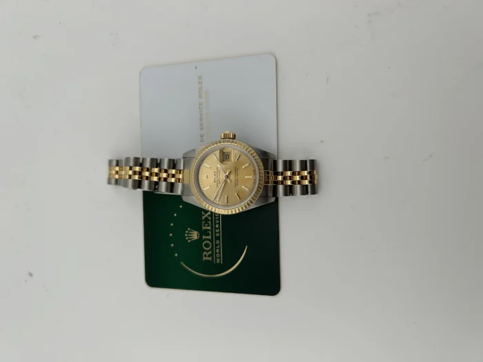 Rolex Datejust Lady Champagne Stick Dial on Jubilee D-Link Bracelet Ref. 69173 with Card - Image 7