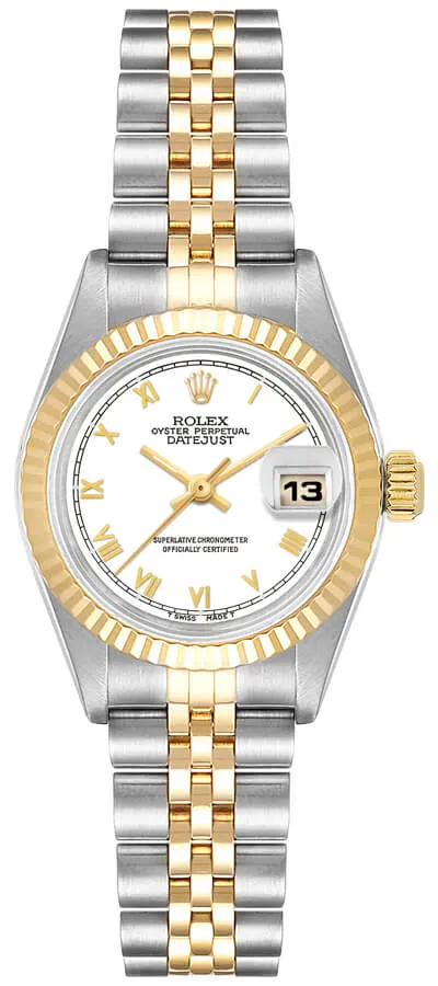 20925612_e0dr1mh8j2d2906gjwacjxvbcujl.webp Rolex Datejust White Roman Dial on D-Link Jubilee Bracelet Ref. 69173 - Image 1