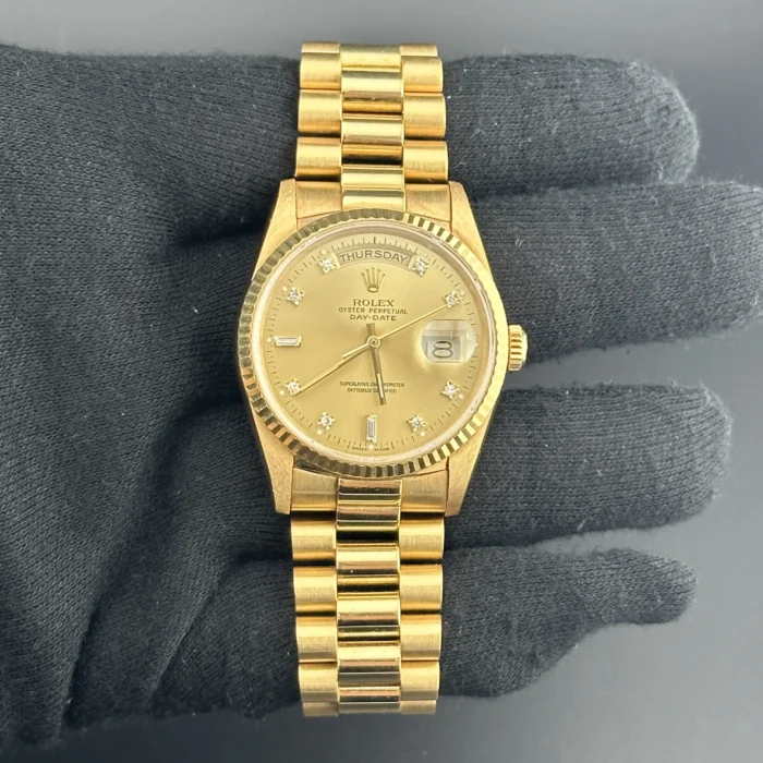 Rolex Day Date 36 Champagne Diamond Dial on President Ref. 18238 with Papers 1989 - Image 2