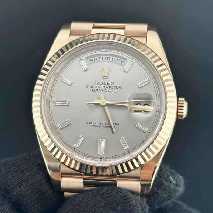 Rolex Day Date Sundust Baguette Dial on President Bracelet Ref. 228235 with Card (New Style White) 2017 - Image 3