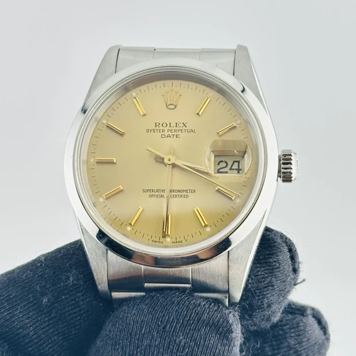 Rolex Oyster Perpetual Date Champagne Stick Dial on Oyster Bracelet Ref. 15200 - Image 3