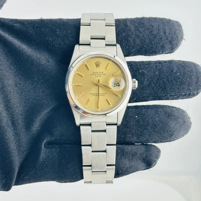 Rolex Oyster Perpetual Date Champagne Stick Dial on Oyster Bracelet Ref. 15200 - Image 2