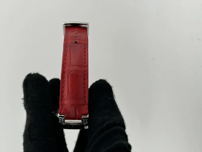 Louis Vuitton Tambour Silver Arabic Numerals Dial on Red Leather Band Ref. Q1310 - Image 5