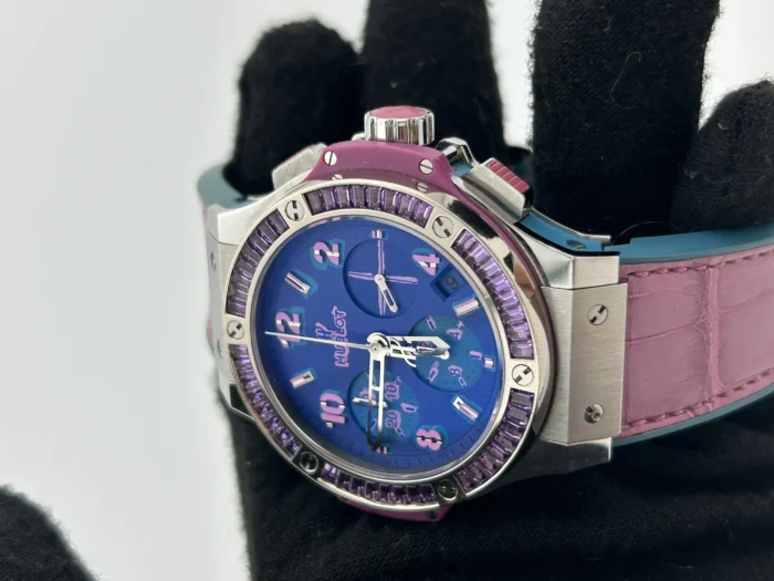 Hublot Big Bang Pop Art Amethyst Purple Dial on Pink & Blue Leather Band Ref. 341.SV.5199.LR.1905.PO - Image 3