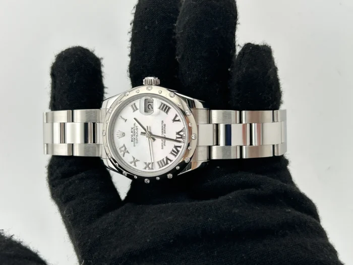 Rolex Datejust 31 White MOP /Roman Numerals Dial on Oyster Steel Bracelet Ref. 178344 with Card (Old Green) 2014 - Image 2