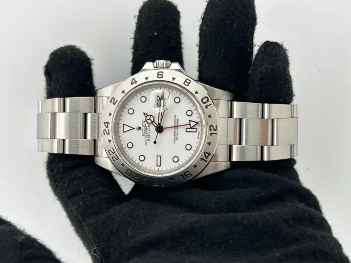 Rolex Explorer II White Dial on Oyster Steel Bracelet Ref. 16570 with Papers - Image 2