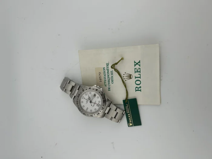 Rolex Explorer II White Dial on Oyster Steel Bracelet Ref. 16570 with Papers - Image 7