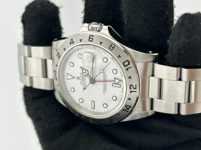 Rolex Explorer II White Dial on Oyster Steel Bracelet Ref. 16570 with Papers - Image 3