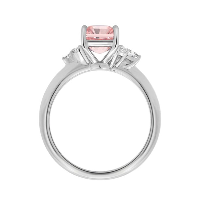 ETERNAL BLUSH COLLECTION 14K WHITE GOLD 2 1/2CT ROUND/MARQUISE/PEAR/PINK RADIANT DIAMOND LADIES RING (CENTER STONE PINK RADIANT DIAMOND 2CT) - Image 3