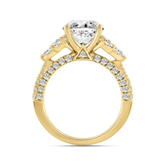 LADIES RING 4 1/3CT ROUND/PEAR/OVAL/MARQUISE DIAMOND 14K YELLOW GOLD (CENTER STONE OVAL DIAMOND 3.00CT) - Image 2