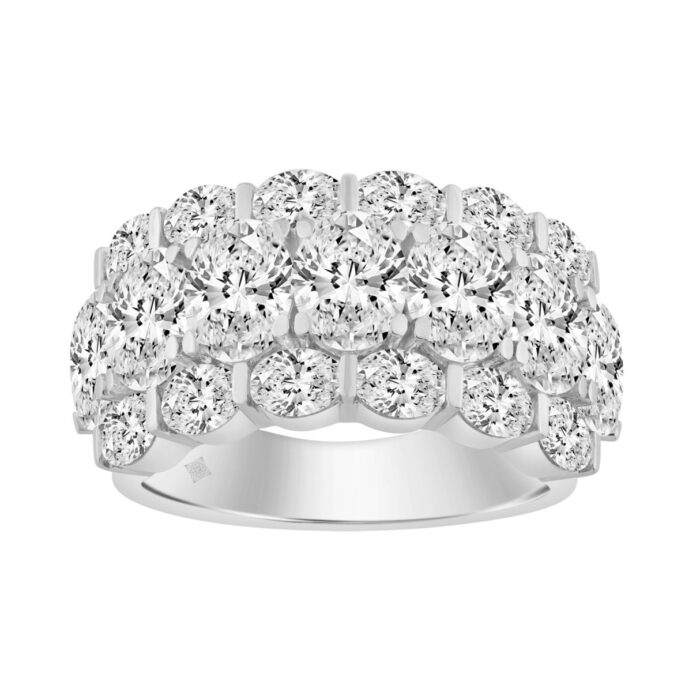 14K White Gold 5 1/3Ct Oval Diamond Cluster Ring For Women Luxury Statement Fashion Ring (Color F-G -Clarity Vs1/Vs2) - Image 1