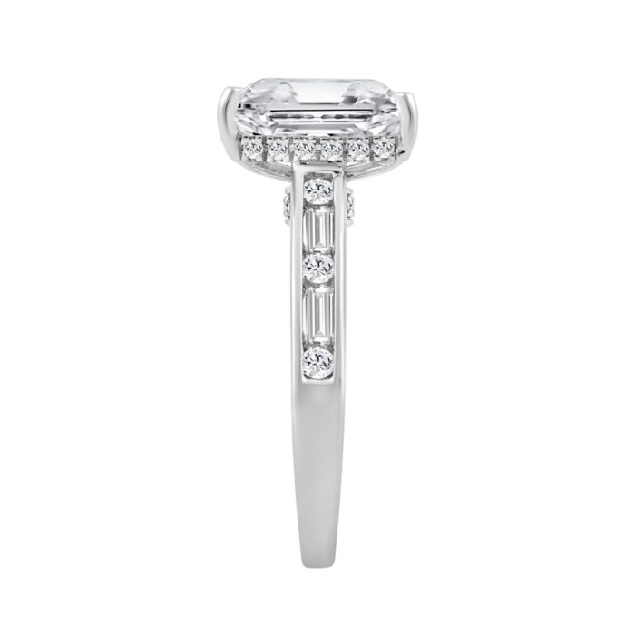 14K WHITE GOLD 3 1/2CT ROUND/BAGUETTE/RADIANT DIAMOND LADIES RING (CENTER STONE RADIANT DIAMOND 3CT) - Image 3