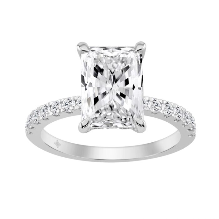 14K WHITE GOLD 3 1/2CT ROUND/RADIANT DIAMOND LADIES RING (CENTER STONE RADIANT DIAMOND 3CT) - Image 1