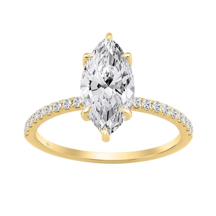 20927870_EC-145047Y-1214x1214.jpg 14K YELLOW GOLD 1 3/4CT MARQUISE/ROUND DIAMOND LADIES RING (CENTER STONE MARQUISE DIAMOND 1 1/2CT) - Image 1