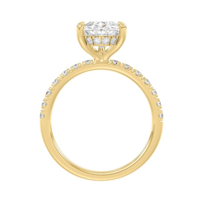 14K YELLOW GOLD 3 1/2CT ROUND/PEAR DIAMOND LADIES RING (CENTER STONE PEAR DIAMOND 3CT) - Image 2