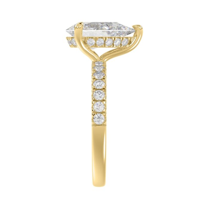 14K YELLOW GOLD 3 1/2CT ROUND/PEAR DIAMOND LADIES RING (CENTER STONE PEAR DIAMOND 3CT) - Image 4