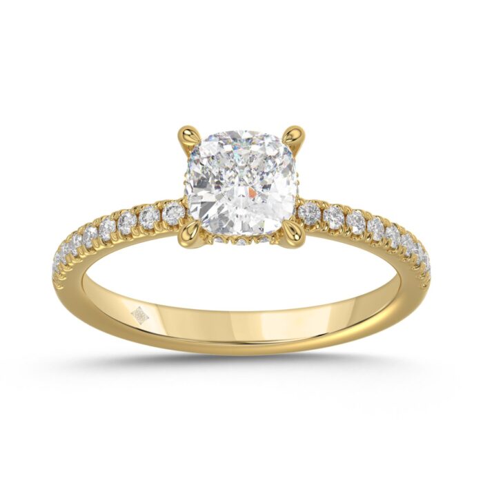 14K YELLOW GOLD 1 3/4CT ROUND/CUSHION DIAMOND LADIES RING (CENTER STONE CUSHION DIAMOND 1 1/2CT) - Image 1