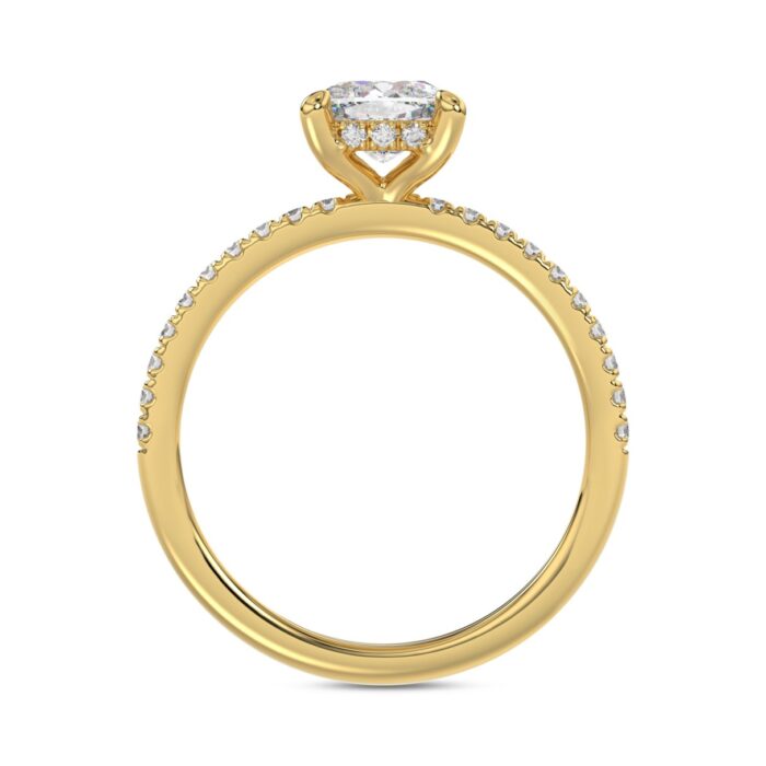 14K YELLOW GOLD 1 3/4CT ROUND/CUSHION DIAMOND LADIES RING (CENTER STONE CUSHION DIAMOND 1 1/2CT) - Image 2