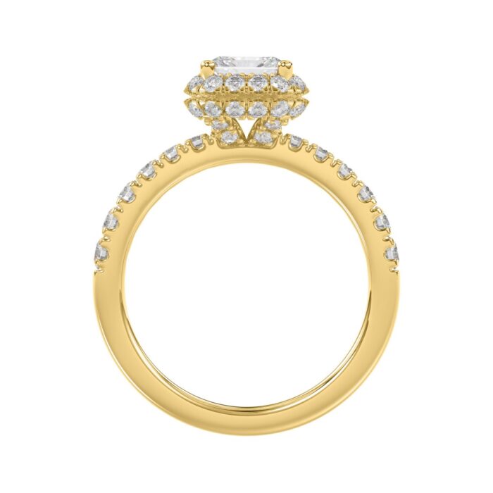 LADIES RING 4.00CT ROUND/EMERALD DIAMOND 14K YELLOW GOLD (CENTER STONE EMERALD DIAMOND 3.00CT) - Image 2
