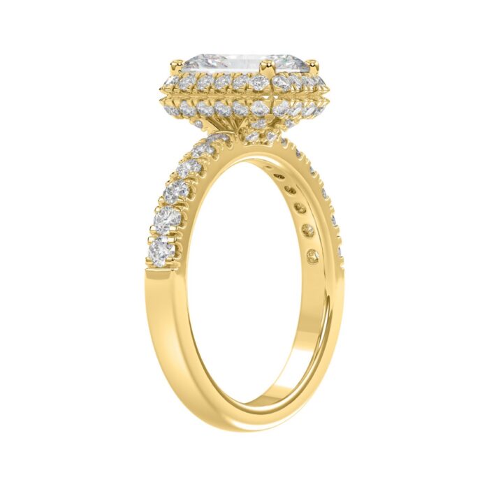 LADIES RING 4.00CT ROUND/EMERALD DIAMOND 14K YELLOW GOLD (CENTER STONE EMERALD DIAMOND 3.00CT) - Image 3