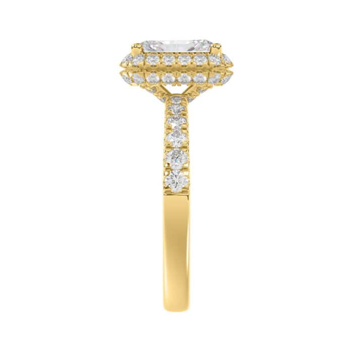 LADIES RING 4.00CT ROUND/EMERALD DIAMOND 14K YELLOW GOLD (CENTER STONE EMERALD DIAMOND 3.00CT) - Image 4