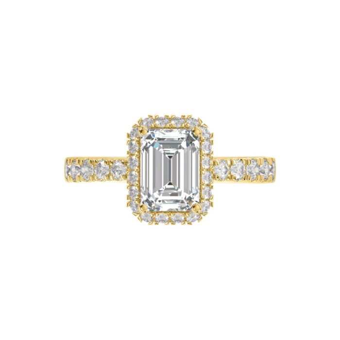 LADIES RING 4.00CT ROUND/EMERALD DIAMOND 14K YELLOW GOLD (CENTER STONE EMERALD DIAMOND 3.00CT) - Image 5