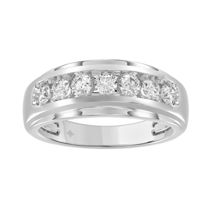 Luxury 14K White Gold 1.00Ct Men's Round Cut Lab Grown Diamond Band - Image 1