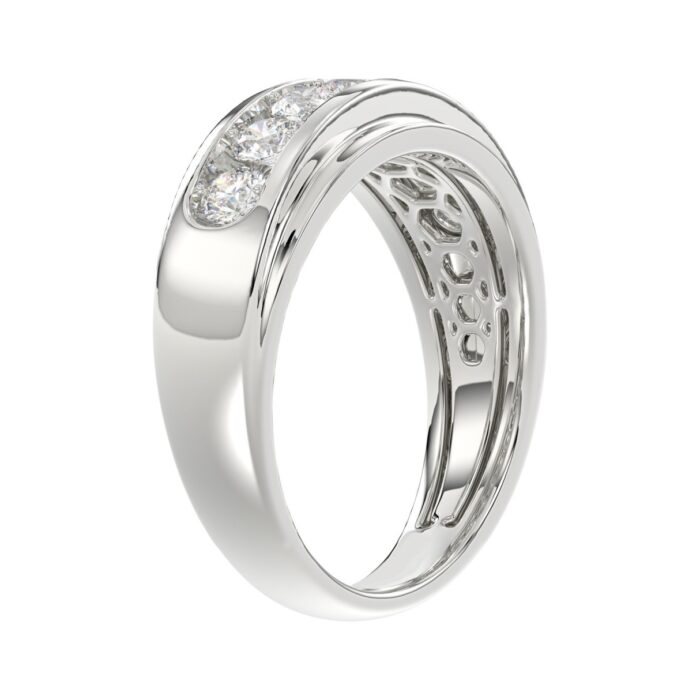 Luxury 14K White Gold 1.00Ct Men's Round Cut Lab Grown Diamond Band - Image 3